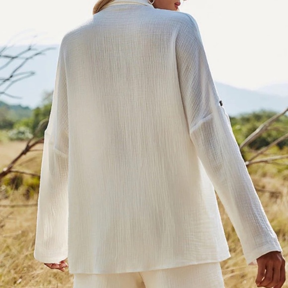 White Cotton Linen Shirt & Shorts Set - Picture 2 of 7